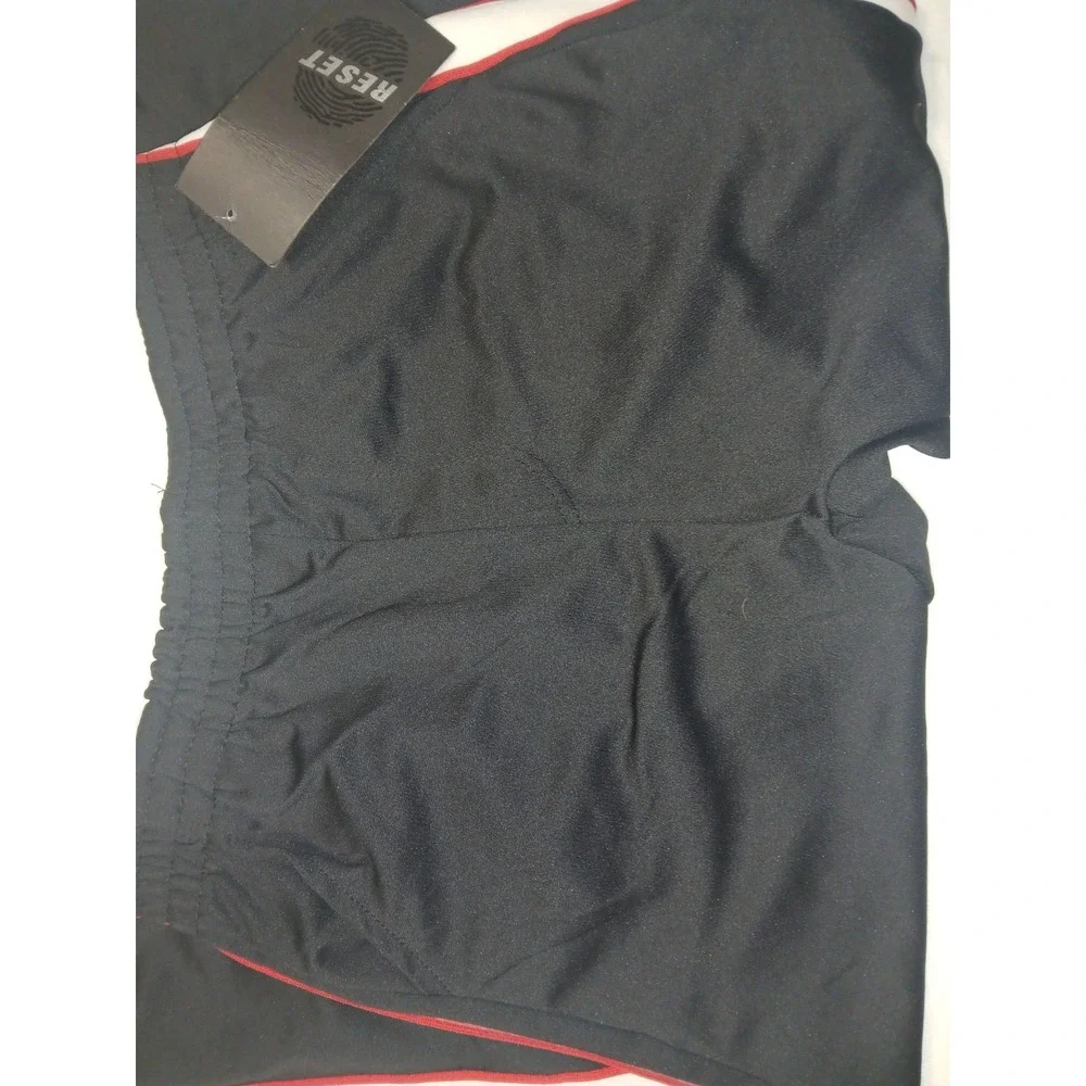 Reset Boys Tricot Track Pants Black White Red Side Stripe Sz 10/12